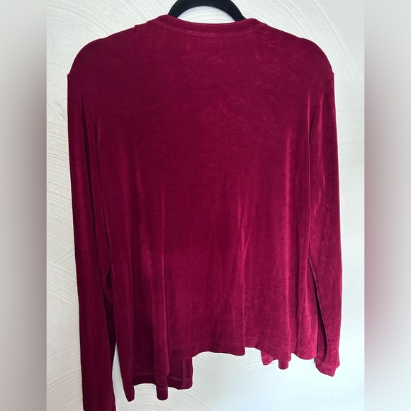 Chicos Travelers Womens 2 (12) Maroon Open Cardigan Stretch Long Sleeve - Picture 3 of 3